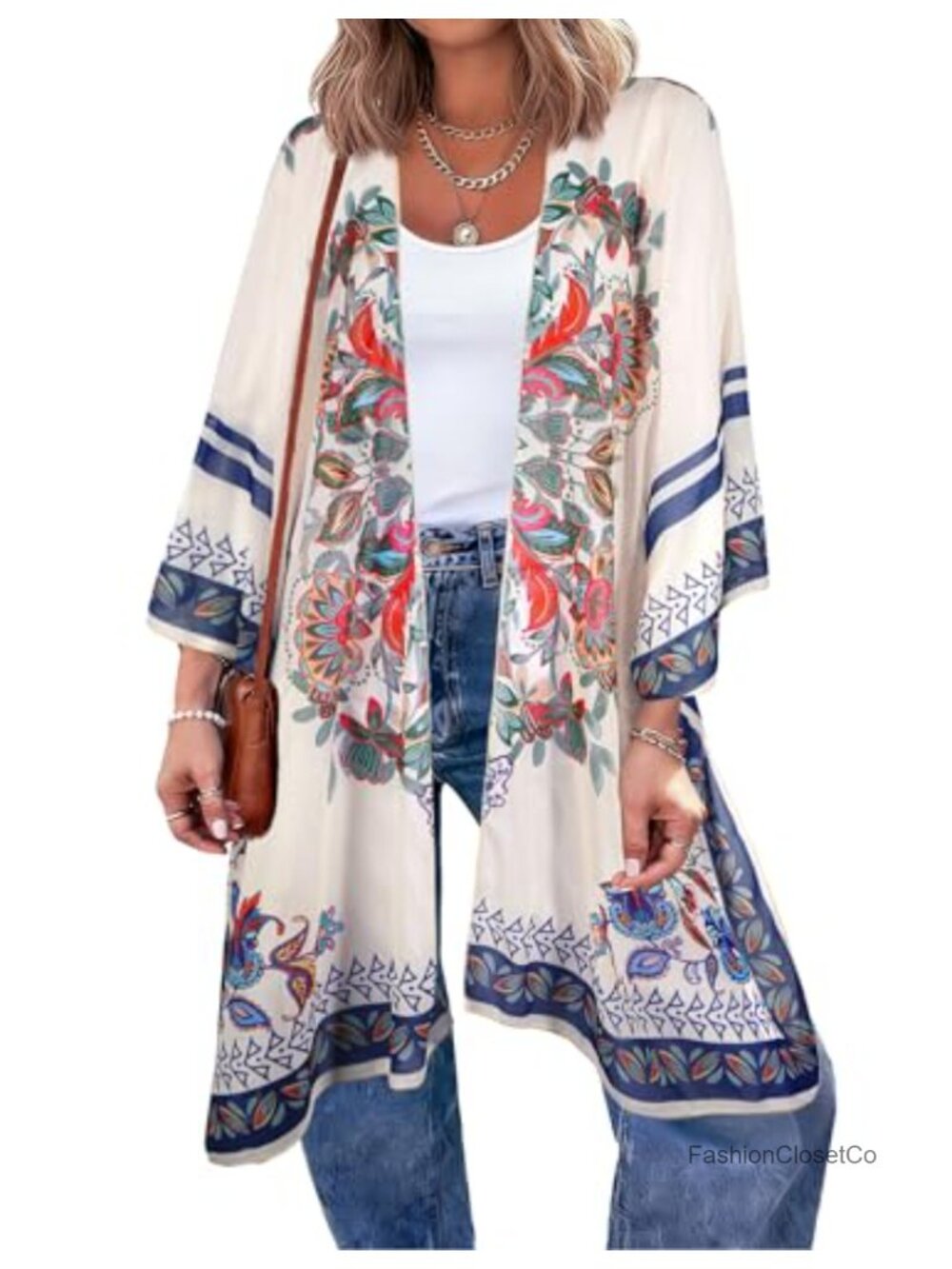 Women's Chiffon Kimono Swimsuit Coverup Loose Batwing Sleeve Cardigan